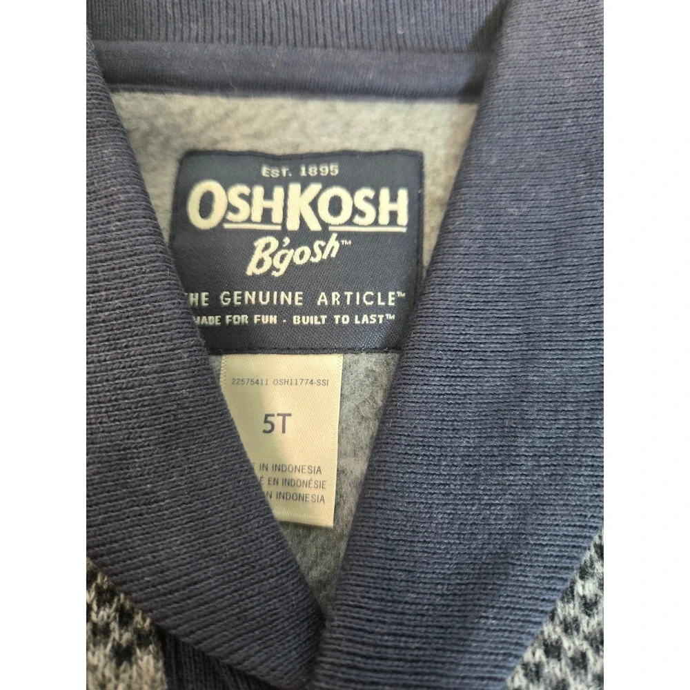 OshKosh B'gosh Boys Navy and Gray Striped Shawl Collar Cardigan Sweater 5T